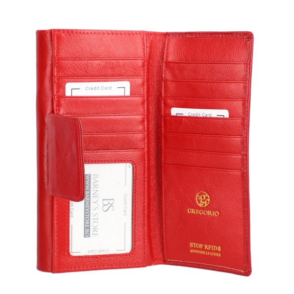 Portofel Damă piele narturală roșu mat protecție RFID Gregorio BSP122G2210236 4