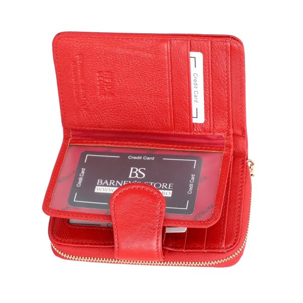 Portofel Damă piele narturală texturat Roșu protecție RFID Patrizia BSP115P2210212 3