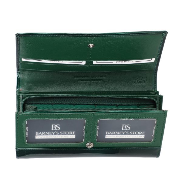 Portofel damă piele narturală verde imprimeu protecție RFID Patrizia BSP122P2210229 3