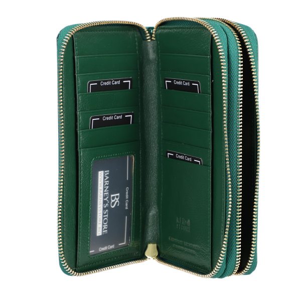 Portofel Damă piele narturală verde lucios cu mâner protecție RFID Gregorio BSP119G2210224 3