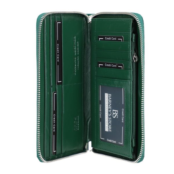 Portofel Damă piele narturală verde lucios cu mâner protecție RFID Gregorio BSP119G2210220 3