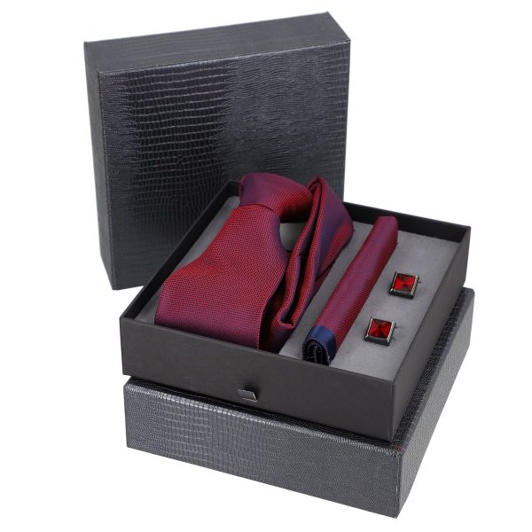 Seturi Cadouri Bărbați - Set elegant pentru Bărbați Cravată Batistă Butoni cutie gri BSMS2PC2210625