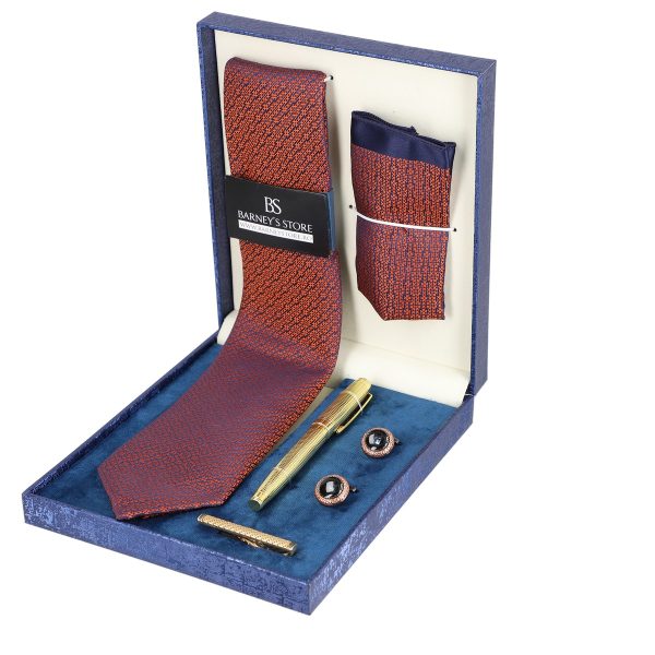 Set elegant pentru Bărbați Cravată Batistă Instrument de scris Butoni Ac cutie albastră BSMS1PC2210543 3