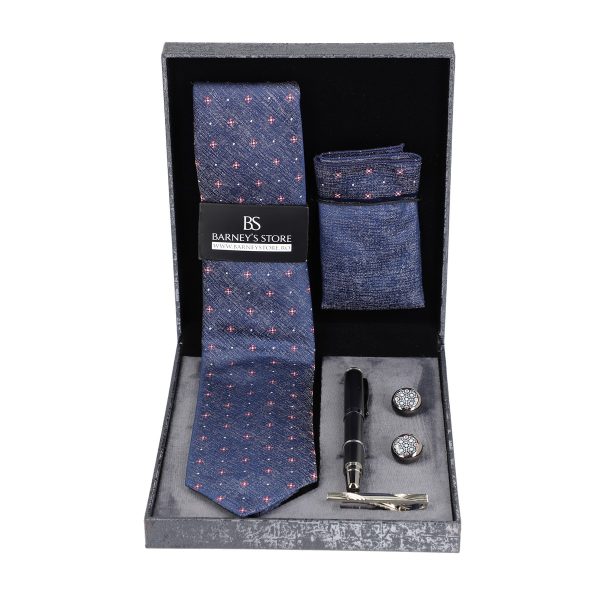 Set elegant pentru Bărbați Cravată Batistă Instrument de scris Butoni Ac cutie gri BSMS1PC2210501 5