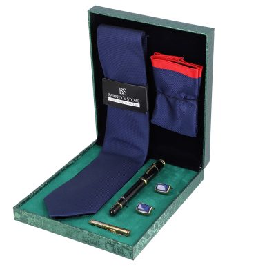Cadouri Barbati - Set elegant pentru Bărbați Cravată Batistă Instrument de scris Butoni Ac cutie verde BSMS1PC2210533