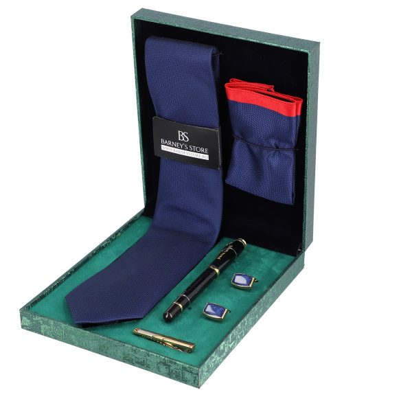 Seturi Cadouri Bărbați - Set elegant pentru Bărbați Cravată Batistă Instrument de scris Butoni Ac cutie verde BSMS1PC2210533