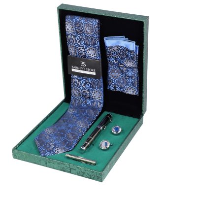 Set elegant pentru Bărbați Cravată Batistă Instrument de scris Butoni Ac cutie verde BSMS1PC2210535 5