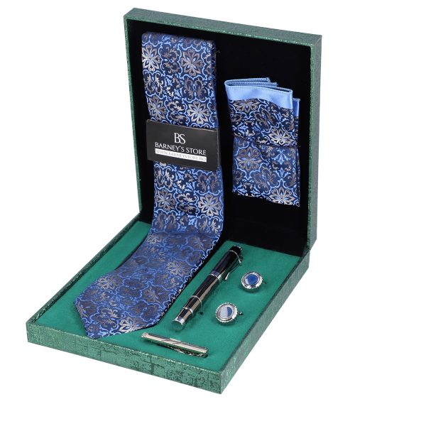 Seturi Cadouri Bărbați - Set elegant pentru Bărbați Cravată Batistă Instrument de scris Butoni Ac cutie verde BSMS1PC2210535