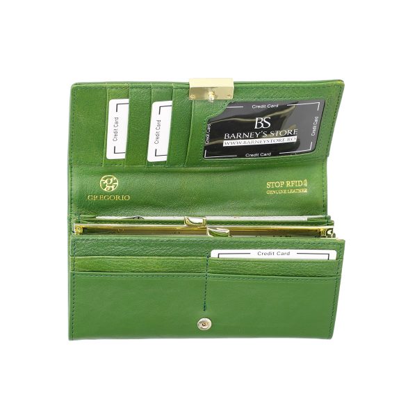 Portofel Damă piele naturală verde mat protecție RFID Gregorio BSP100GS2212011 3
