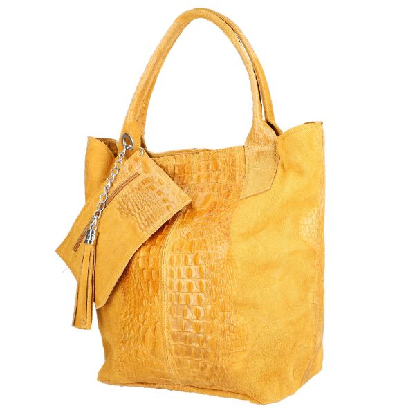 Geanta Galbena Piele Naturala Shopper, Breloc cu Buzunar - Laura Biaggi BS0201SH2301005 6