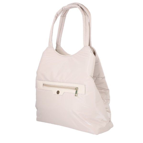 Geanta Shopper din material sintetic aspect matlasat bej cu un compartiment Laura Biaggi BS1233G2301017 7
