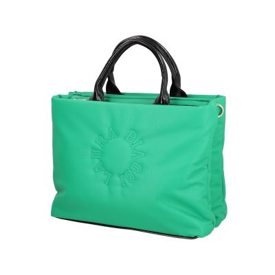 Genti verzi - Geanta Shopper pentru femei din piele eco verde cu doua compartimente Laura Biaggi BS1220G2301025