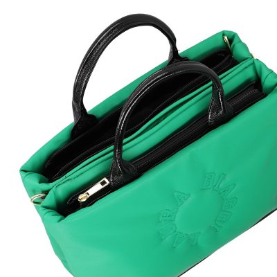Geanta Shopper pentru femei din piele eco verde cu doua compartimente Laura Biaggi BS1220G2301025