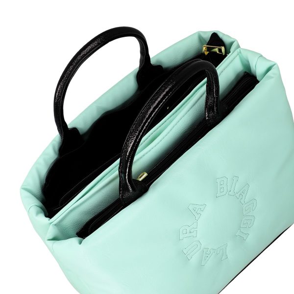 Geanta Shopper pentru femei din piele eco verde deschis cu doua compartimente Laura Biaggi BS1220G2301026 4
