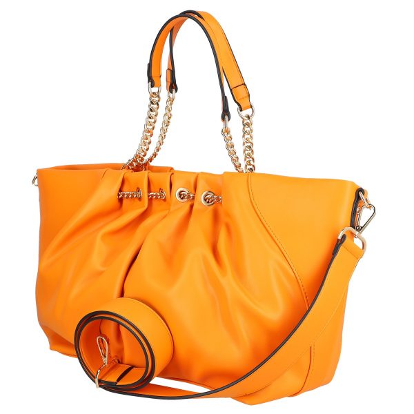 Geanta shopper piele eco portocaliu cu doua compartimente maner lant Alex Max BS1303SH2301107 5