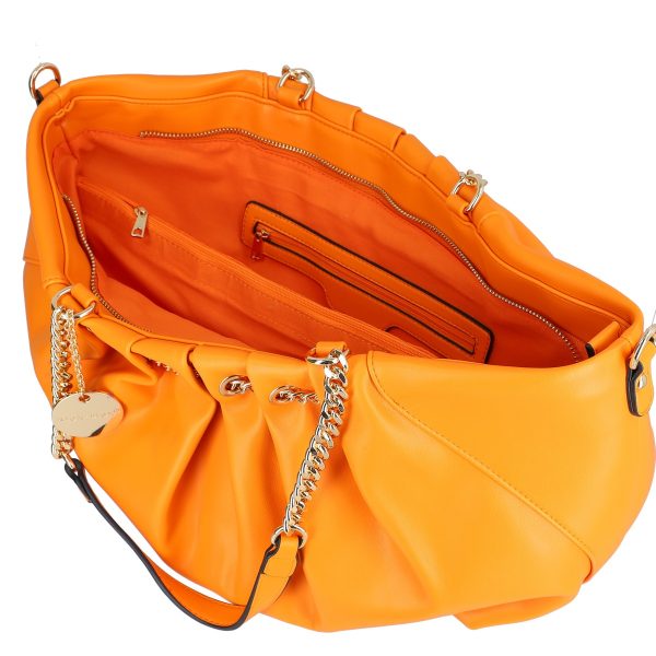 Geanta shopper piele eco portocaliu cu doua compartimente maner lant Alex Max BS1303SH2301107 6