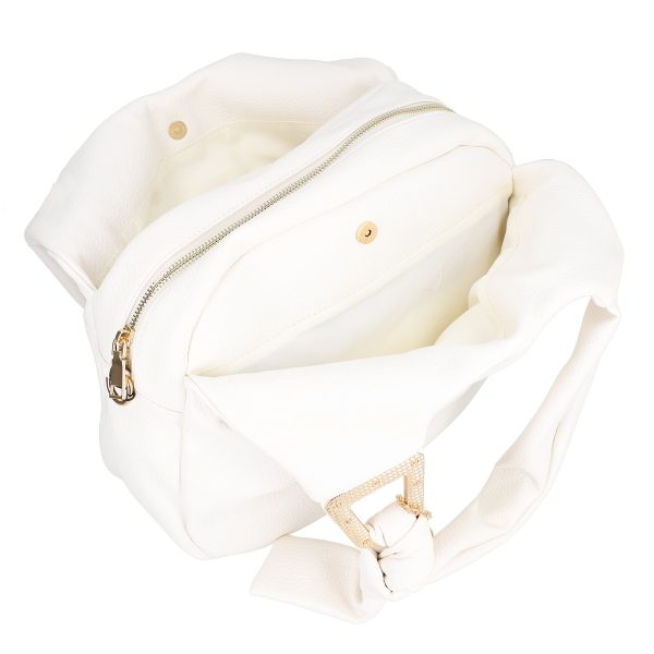 Geanta shopper piele ecologica alb de umar cu un compartiment Alex Max BS1306SH2301112 5