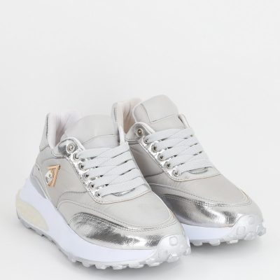 Pantofi Sport Dama - Pantofi Dama Sport cu Platforma si Material Textil Argintiu - BS022PSRO2301500
