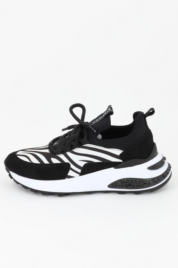 Pantofi Sport Dama - Pantofi sport material textil negru/alb cu platforma BS023PSRO2301515