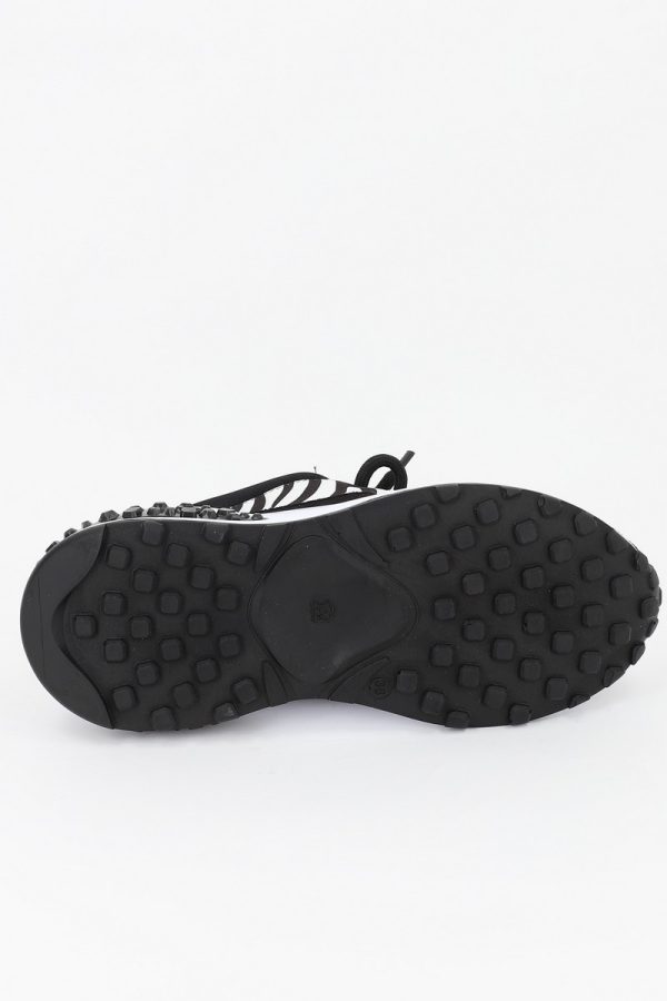 Pantofi sport material textil negru/alb cu platforma BS023PSRO2301515 9