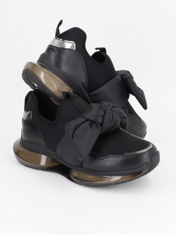Pantofi sport material textil negru cu platforma BSES881PSRO2301506 5