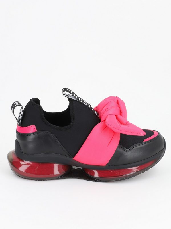Pantofi sport material textil negru cu roz cu platforma BSE881PSRO2301508 6