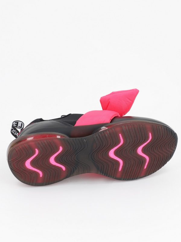 Pantofi Sport Dama Negru cu Roz Material Textil cu Platforma - BSE881PSRO2301508 9