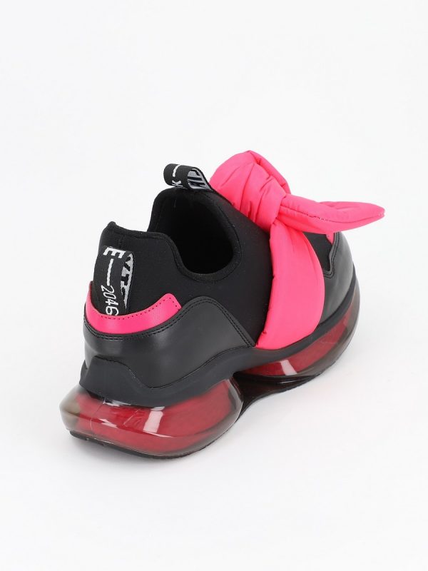 Pantofi sport material textil negru cu roz cu platforma BSE881PSRO2301508 5