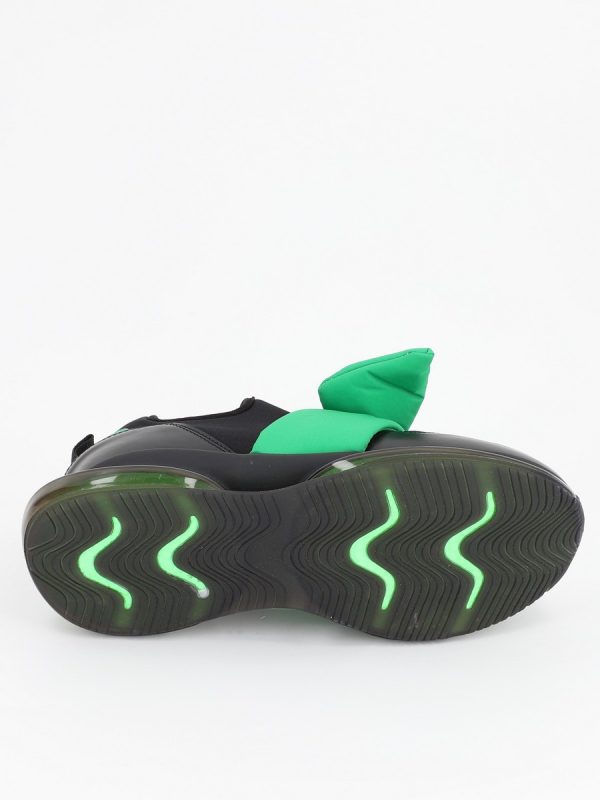 Pantofi sport material textil negru cu verde cu platforma BSES881PSRO2301505 7