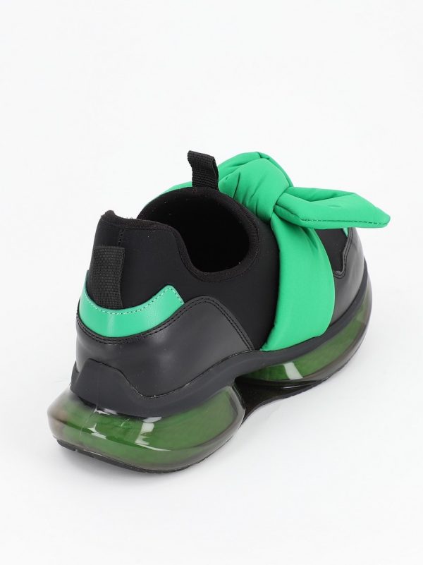 Pantofi Sport cu Platforma Dama Material Textil Negru cu Verde cu Platforma - BSES881PSRO2301505 8