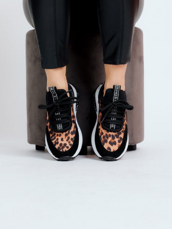 Pantofi sport material textil negru/maro cu platforma BS023PSRO2301516 3