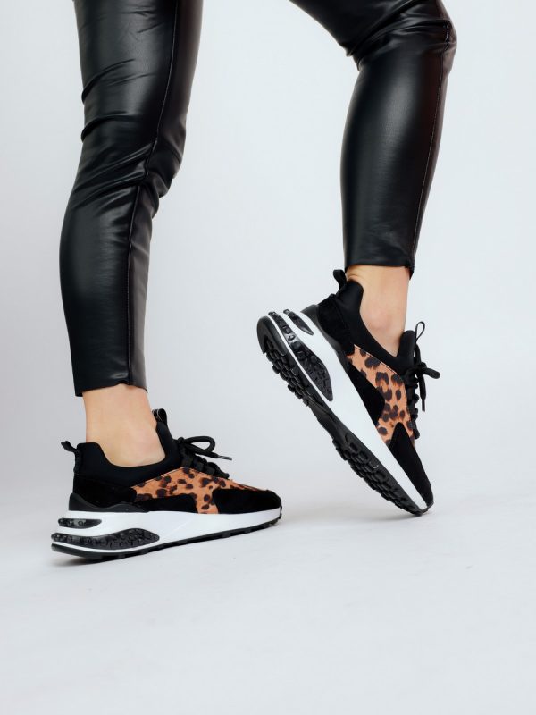 Pantofi sport material textil negru/maro cu platforma BS023PSRO2301516 4