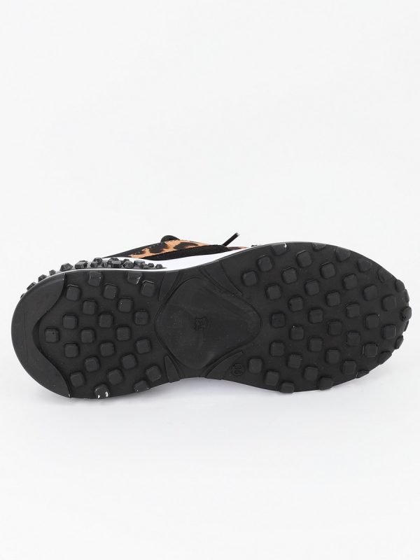 Pantofi sport material textil negru cu verde cu platforma BSES881PSRO2301505 8