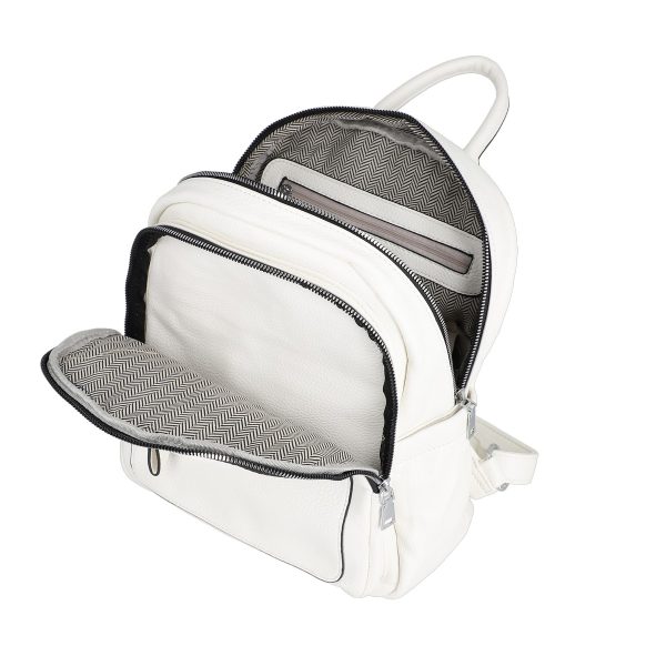 Rucsac Dama Alb Piele Ecologica cu Buzunar Frontal - The Grace Bags BS2246RU2301189 5