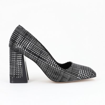 Incaltaminte Dama - Pantofi cu toc inalt piele eco negru cu alb cu varf drept BS2331PC2301620