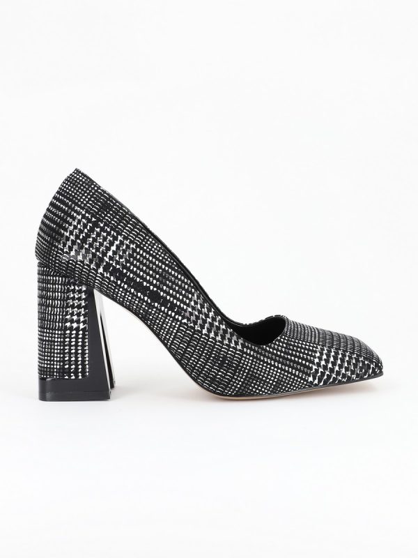 Incaltaminte Dama - Pantofi cu toc inalt piele eco negru cu alb cu varf drept BS2331PC2301620
