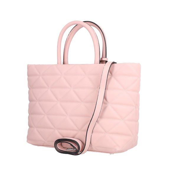 Geanta casual pentru femei material impermeabil matlasat roz cu un compartiment spațios și manere BS267P2209071 5