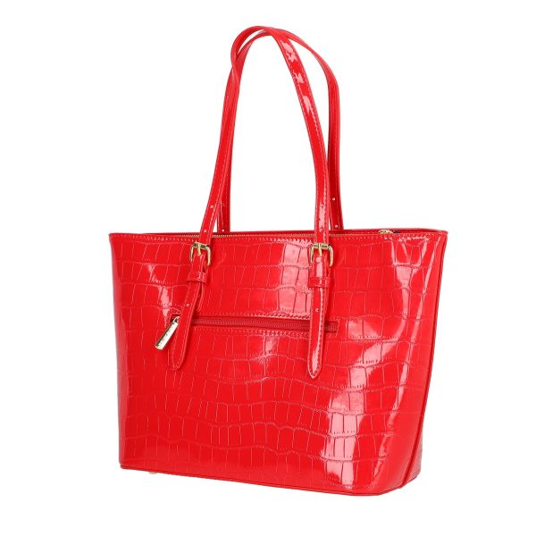 Geanta casual piele ecologica texturata rosu cu maner David Jones BS6916CA2301115 9