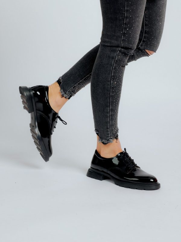 Pantof casual damă piele ecologica negru cu varf rotund BS707P2301595 4