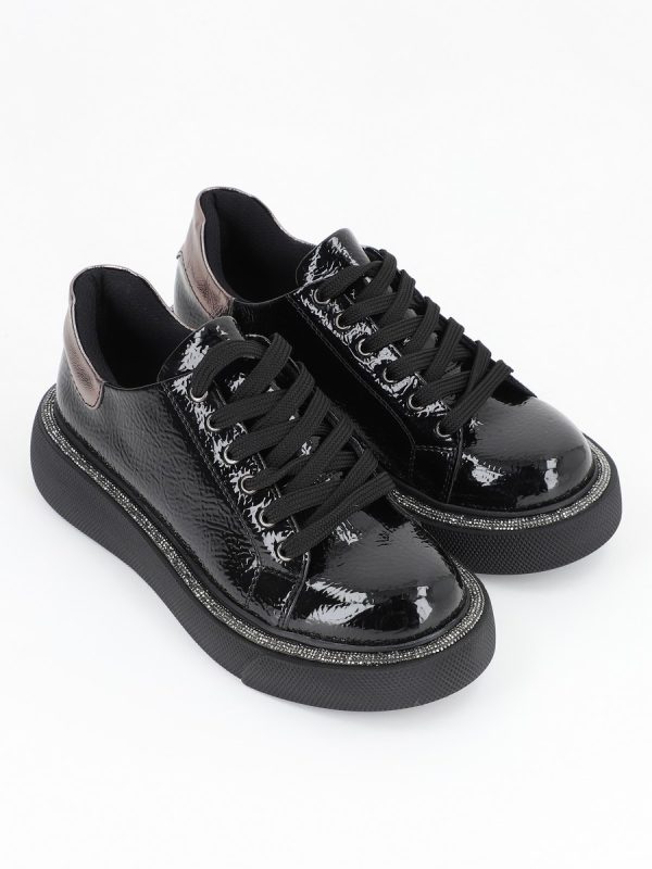 Pantof dama sport piele ecologica negru cu varf rotund BS0201PC2301625 7