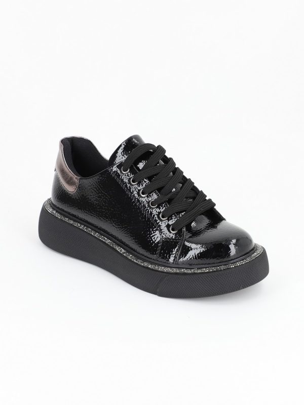 Pantof dama sport piele ecologica negru cu varf rotund BS0201PC2301625 6