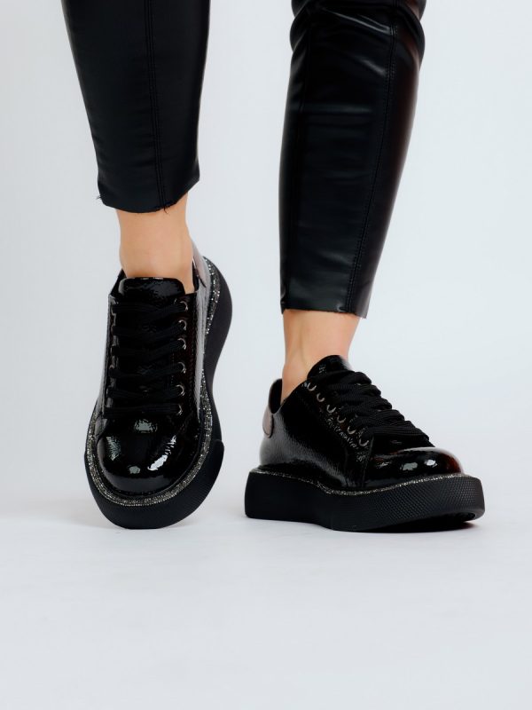Pantof dama sport piele ecologica negru cu varf rotund BS0201PC2301625 3