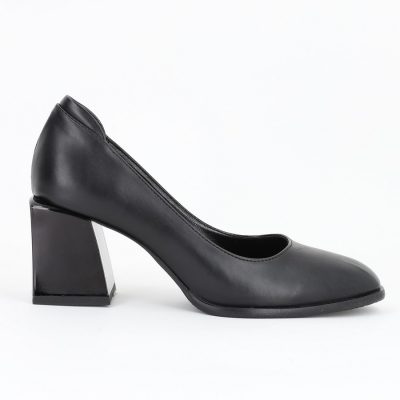 Incaltaminte Dama - Pantofi cu toc inalt piele ecologica negru cu varf rotund BS612PT2301585