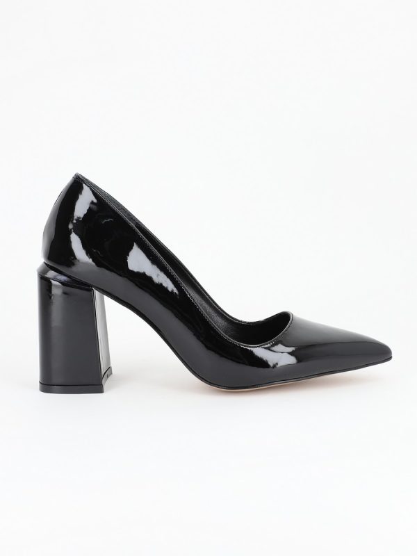 Incaltaminte Dama - Pantofi cu toc inalt piele ecologica negru lucios cu varf ascutit BS23302PT2301630