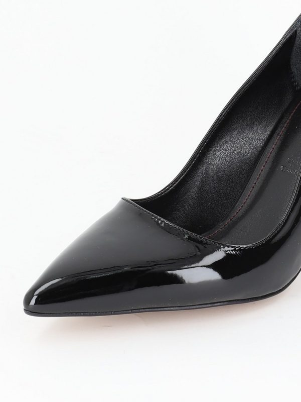 Pantofi cu toc inalt piele ecologica negru lucios cu varf ascutit BS23302PT2301630 4