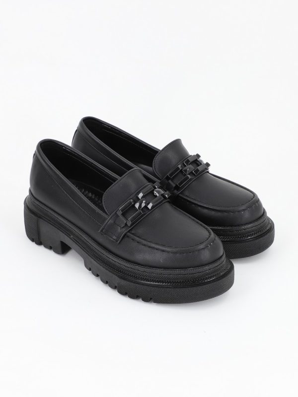 Pantofi loafers piele ecologica negru cu varf rotund BS201PC2301605 5