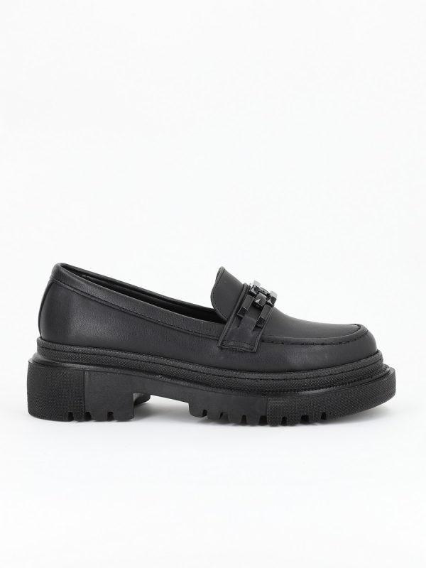 Pantofi loafers piele ecologica negru cu varf rotund BS201PC2301605 6