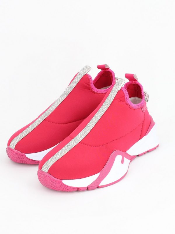 Pantofi sport material textil fuchsia cu elemente design banda cu pietricele BS043PSRO2301520 4