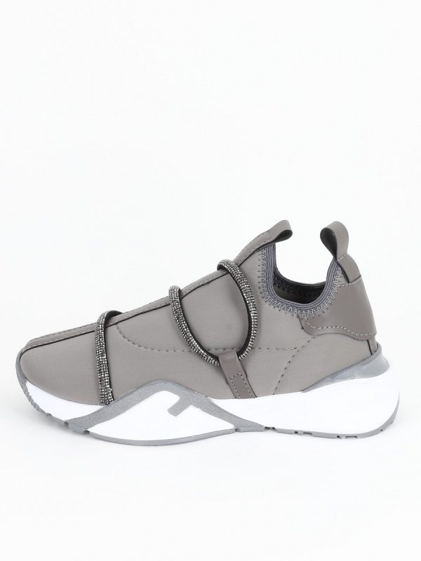 Pantofi sport material textil gri cu banda spirala pietricele BS041PSRO2301527 5