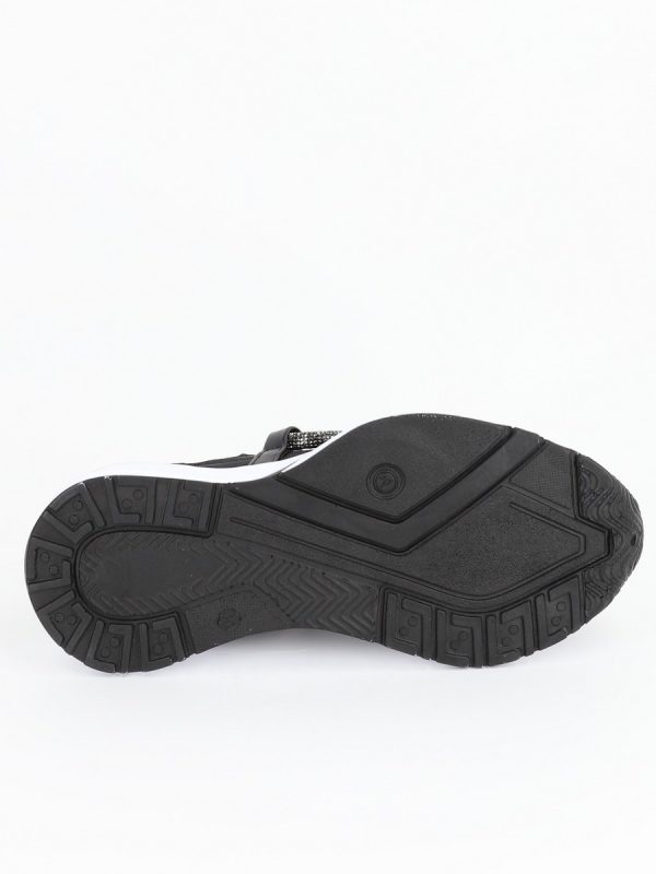 Pantofi sport material textil negru cu banda spirala pietricele BS041PSRO2301526 6